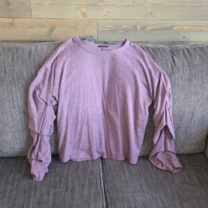Sweet Claire Lavender Ruffle Sleeve Sweatshirt